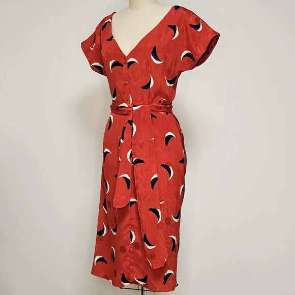 80s Ruched Red Dress - Picture 9 of 10